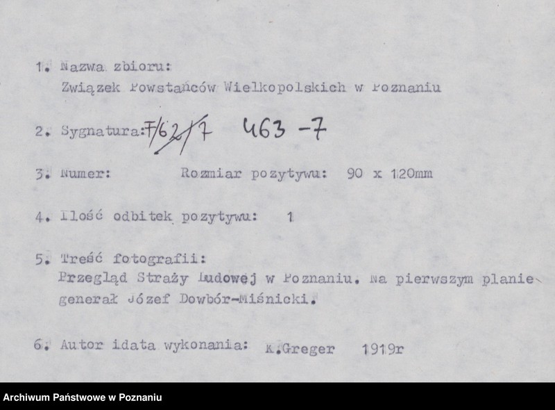 Obraz 16 z jednostki "Zaprzysiężenie Straży Ludowej w Poznaniu na Placu Wolności. Po lewej stronie generałowie: Józef Dowbór - Muśnicki i Dupont."