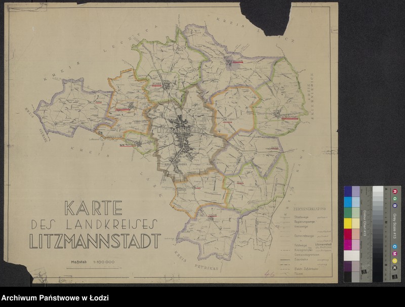 Obraz 1 z jednostki "Karte des Landkreises Litzmannstadt"