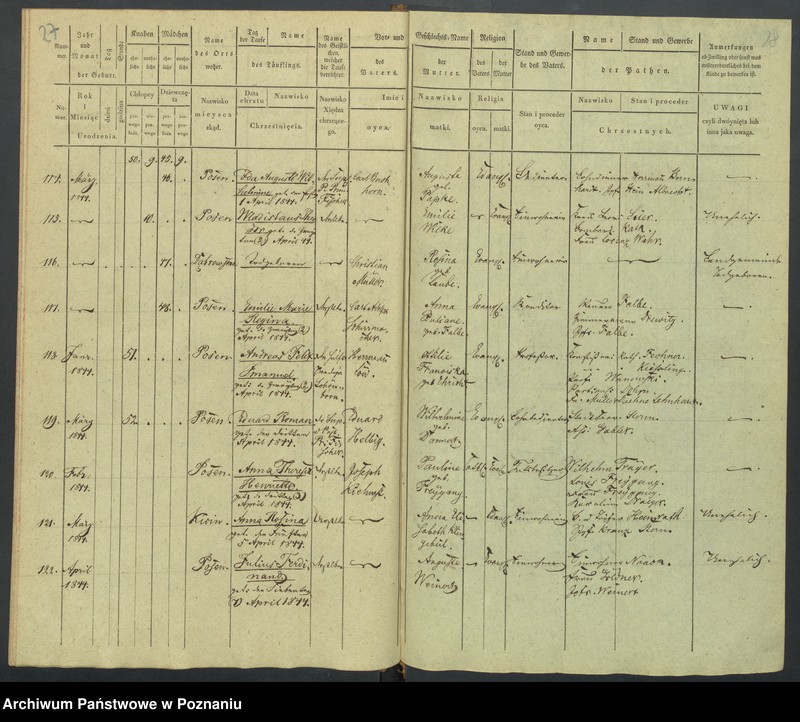 Obraz 17 z jednostki "[Akta urodzeń i chrztów, zapowiedzi i ślubów, zgonów i pogrzebów]"