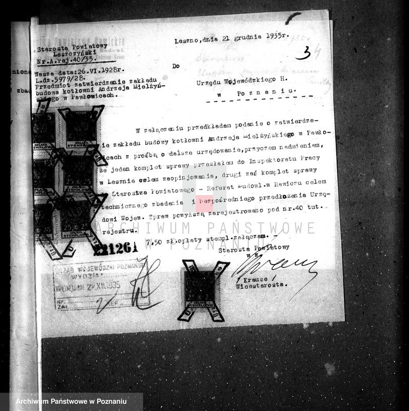 Obraz 8 z jednostki "Zatwierdzenie zakładu przemysłowego - kotłowni w maj. Pawłowice -A. Mielżyńskiego pow. leszczyński"