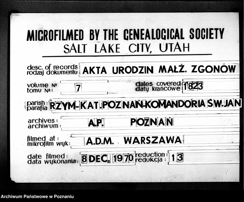 Obraz 1 z jednostki "Duplikat libri baptisatorum, copulatorum, mortuorum"