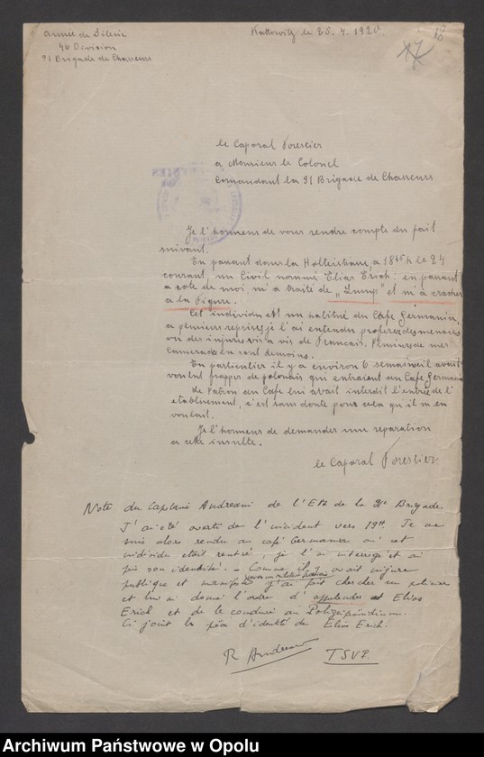 Obraz 20 z jednostki "/Korespondencja i sprawozdania, instrukcje w sprawach zapewnienia bezpieczeństwa i porządku publicznego, zakazy kolportażu prasy niemieckiej/ 4.02.1920 - 23.04.1922"