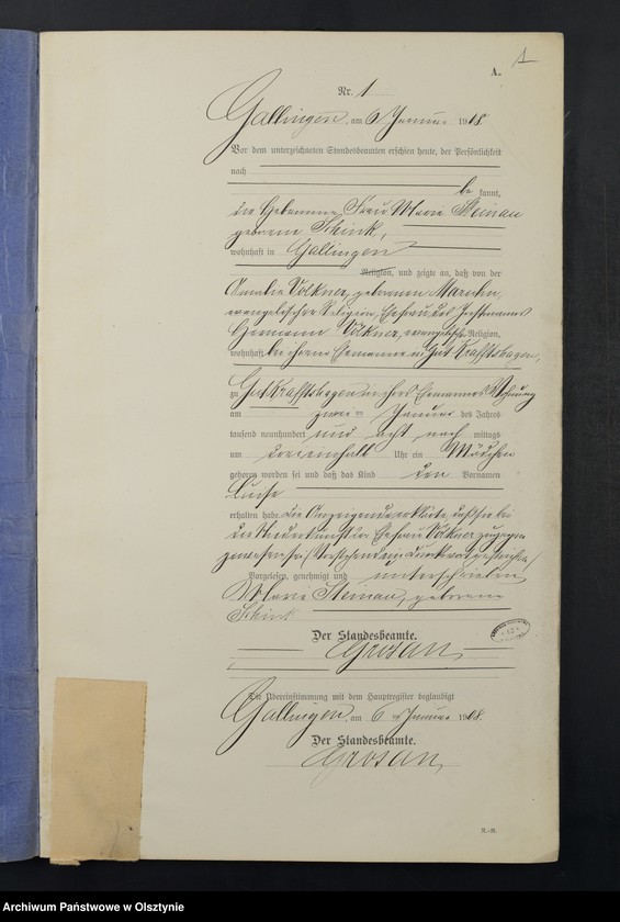 Obraz z jednostki "Geburts-Neben-Register Nr 1 - 39"