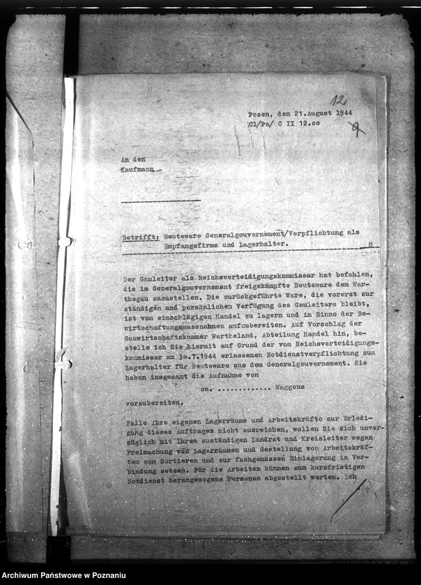 Obraz 16 z jednostki "Aktion Warschau - Hauptakten I (Łupy wojenne zdobyte podczas powstania warszawskiego"