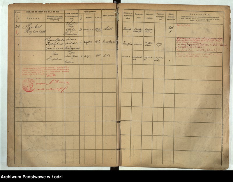 Obraz 15 z jednostki "[Księga ludności stałej m. Łodzi guberni piotrkowskiej nr domu 216-221]"