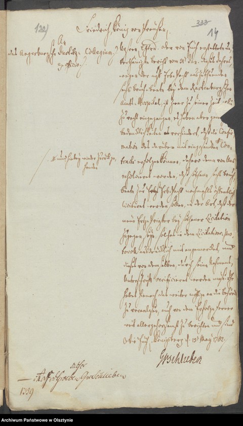 image.from.unit.number "Wegen der auf Erbpacht auszuthuenden Sechs Bruchbeete bey den Rastenburgschen Amts Hospital"