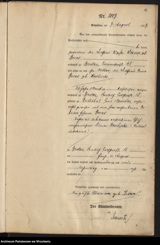 image.from.unit.number "Sterbe-Haupt-Register Breslau I 1899 Band 6"