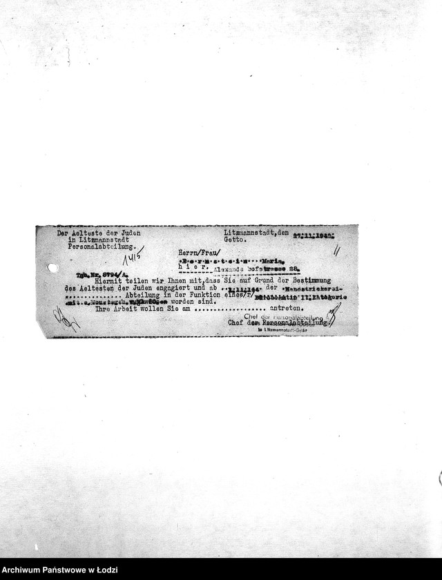 Obraz 14 z jednostki "[Korespondencja z wydziałami w sprawach personalnych, zatrudnienia i płac]"