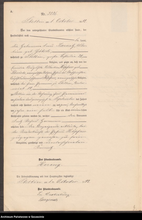 Obraz 5 z jednostki "Geburts-Register (Neben-Register) Band VIII"