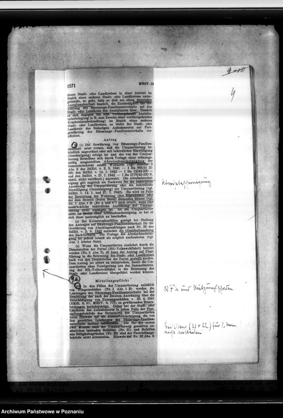 Obraz 8 z jednostki "Räumungs - Familienunterhalt. Sonderunterstützung für Polen. Umquartierung wegen Luftgeführdung"