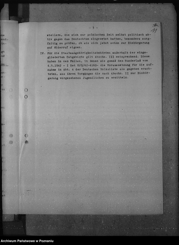 Obraz 15 z jednostki "Anwendung der Polenstrafrechts - Verordnung. Einbürgerung der Angehörigen der Abteilung IV der Deutschen Volksliste auf Widerruf. Anerkennung als privilegierte Schutzangehörige."