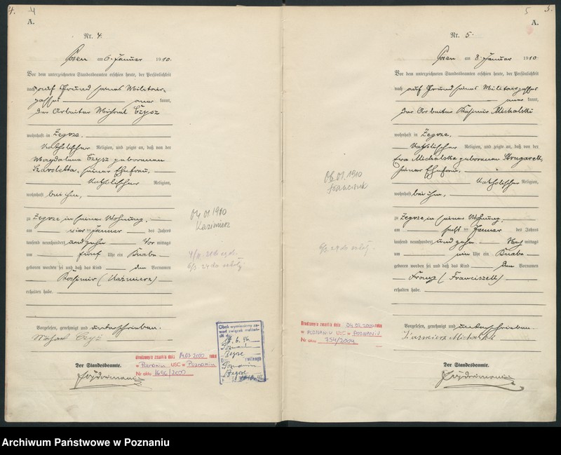 Obraz 5 z jednostki "Księga miejscowa urodzeń [Rejestr główny urodzeń]"