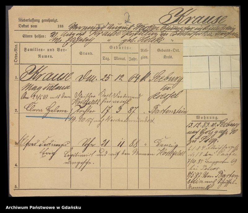 image.from.unit.number "Karty meldunkowe: Krause Magdalena - Krause Minna"