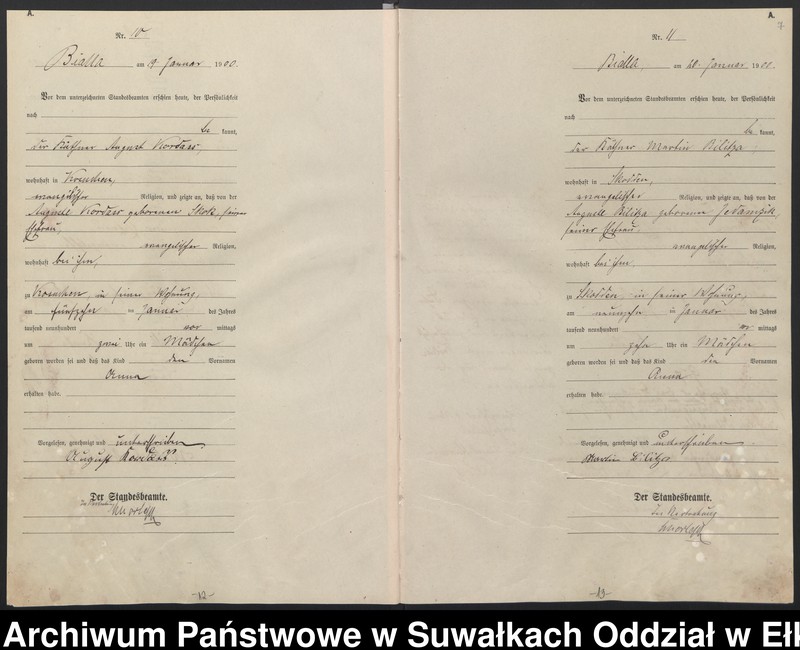 image.from.unit.number "Geburts-Haupt-Register des Königlichen Preussischen Standes-Amtes Belzonzen Kreis Johannisburg"