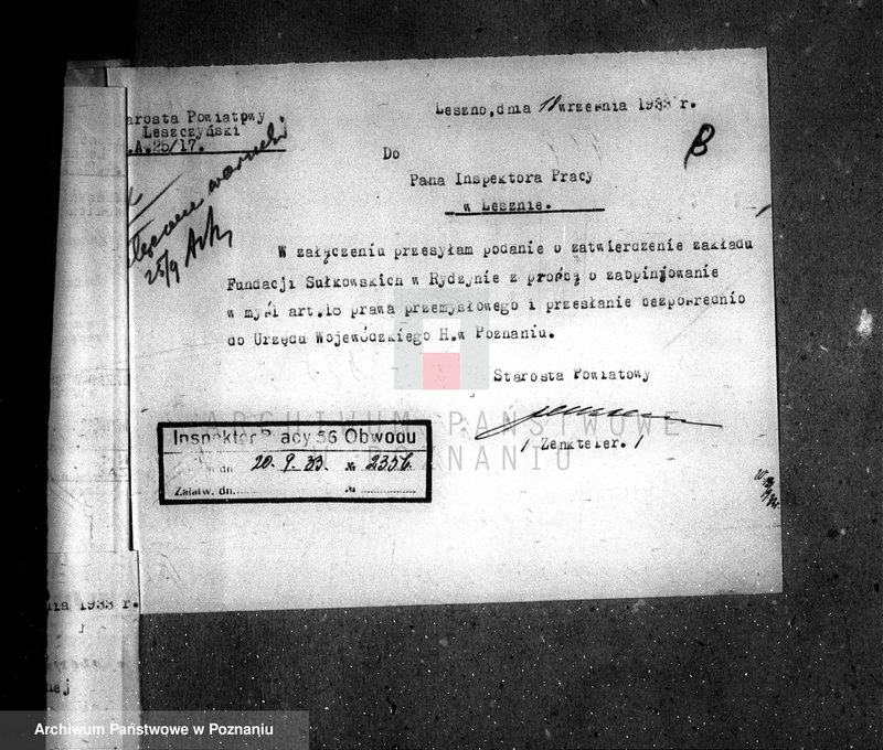 Obraz 12 z jednostki "Zatwierdzenie zakładu przemysłowego /elektrowni/ Fundacji Sułkowskich w Rydzynie"