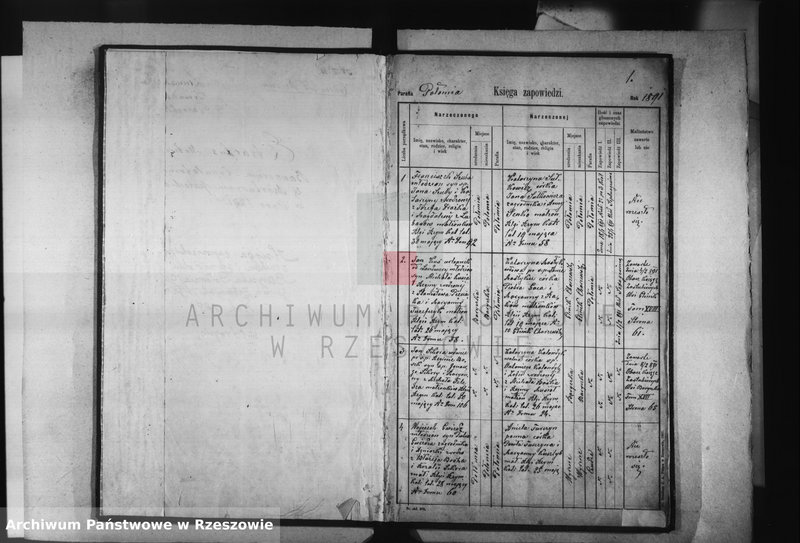 image.from.unit.number "Księga zapowiedzi , małżeństw , urodzeń i zgonów - Połomia, Baryczka, Glinik Charzewski, Glinik Zaborowski, Piekarówka i Wyżne za 1891 rok"
