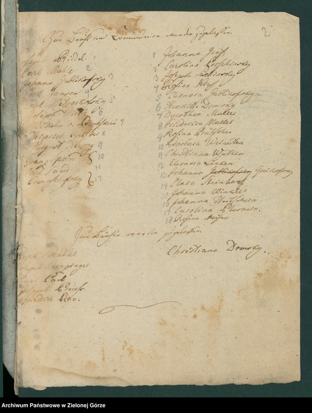 image.from.unit.number "Alljähriges Verzeichniß der Kinder, welche zum ersten Hl. Abendmahle gegengen sind, bei hiesieger Stadtpfarrkirche [Wykaz dzieci mających przystąpić do pierszej komunii św. w parafii p. w. św. Mikołaja w Głogowie]"