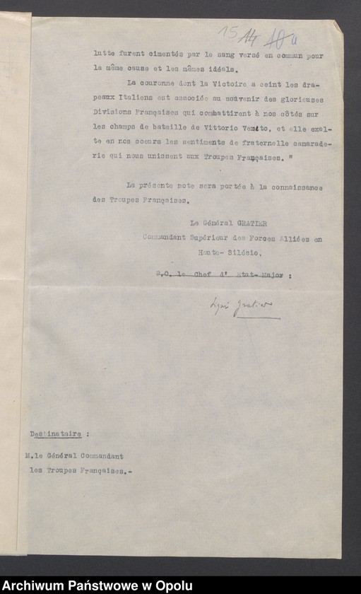 Obraz 17 z jednostki "Sorties /Korespondencja własna wychodząca, pisma, zarządzenia, potwierdzenia telefoniczne, instrukcje, sprawozdania/ 1.11.1920-31.01.1921"