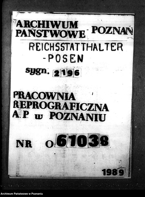 Obraz 1 z jednostki "Schnelldienst der Reichsfürsorgestatistik Regierungsbezirk Posen"
