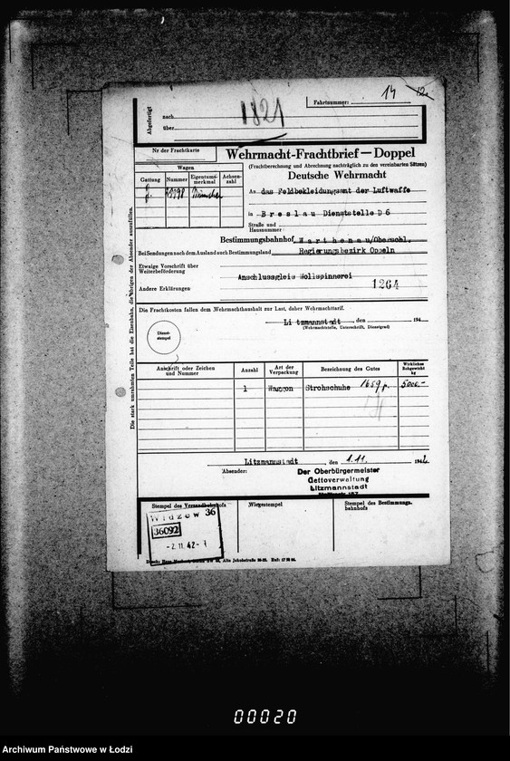 Obraz 19 z jednostki "Frachtbriefe doppel einige Ausgang vom 1301-1825a. [Wtórniki listów przewozowych]"