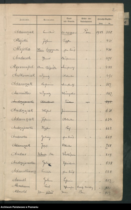 Obraz 5 z jednostki "Skorowidz małżeństw"