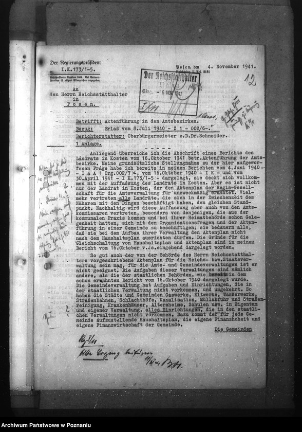 Obraz 16 z jednostki "Aufbau der Registraturen bei den Amtskommissaren"