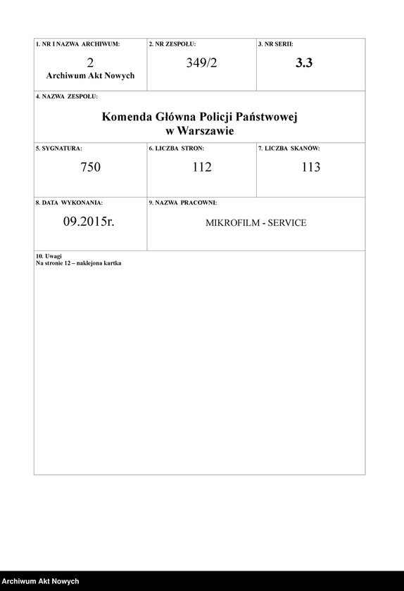 image.from.unit.number "Uzbrojenie [i wyposażenie jednostek] Policji Państwowej. Rejestr [przychodów i rozchodów sprzętu], wykazy, [pokwitowania] korespondencja."