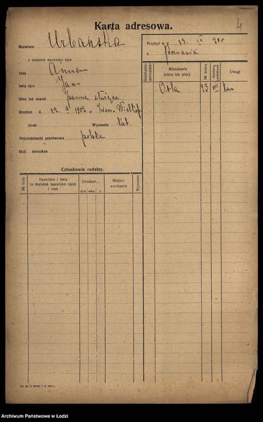 Obraz 6 z jednostki "[Spis ludności Łodzi] Urbańska - Użniak"