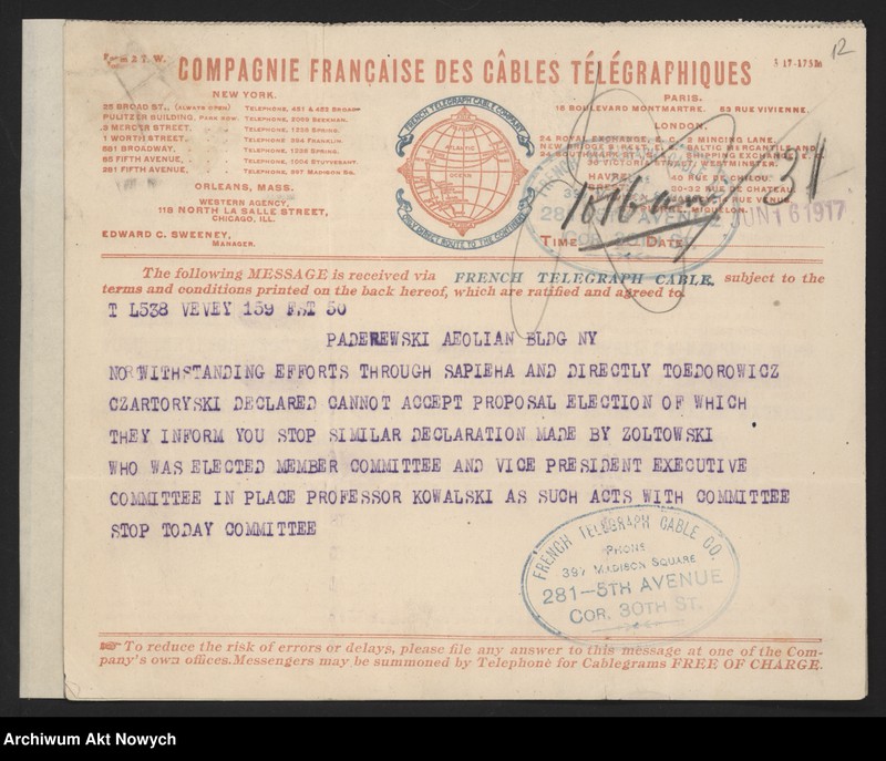 image.from.unit.number "Comité Général de Secours pour les Vctimes de la Guerre en Pologne. Apele oraz korespondencja I. J. Paderewskiego"