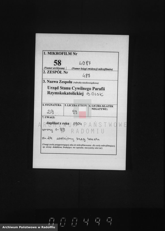 image.from.unit.number "[Duplikat akt urodzonych, zaślubionych i zmarłych parafii Belsk za 1904 r.]"