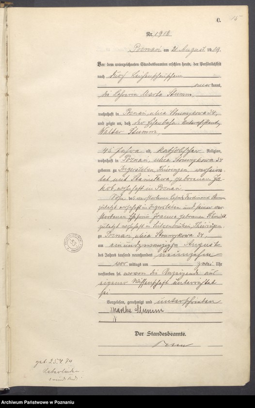 Obraz 17 z jednostki "Księga miejscowa zgonów tom V [Rejestr główny zgonów]"