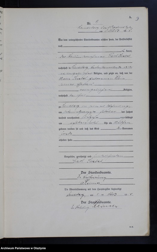 image.from.unit.number "Geburts-Neben-Register Nr 1 - 45 [ Księga urodzeń - wtóropis ]"