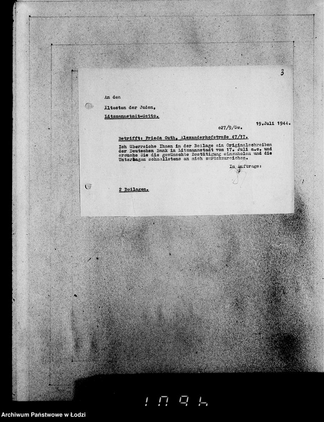 Obraz 7 z jednostki "Korrespondenz mit dem Ältesten der Juden"