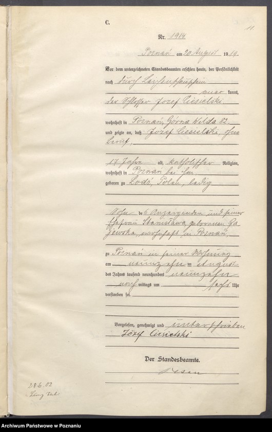 Obraz 13 z jednostki "Księga miejscowa zgonów tom V [Rejestr główny zgonów]"