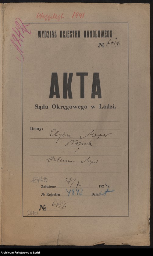 Obraz 2 z jednostki "Eljasz i Majer Nowak- wyrób i sprzedaż towarów włóknistych"
