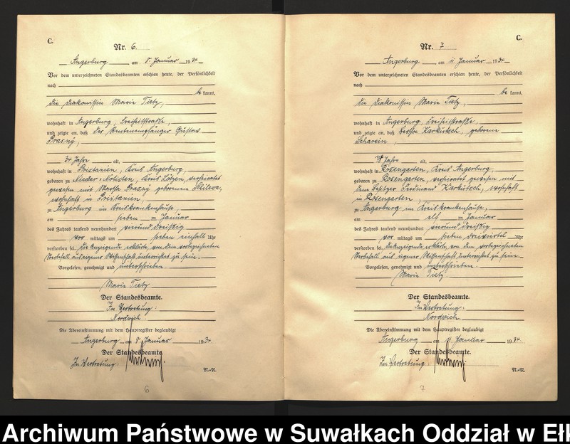 image.from.unit.number "C2. Sterbe - Register (Neben - Register) Standesamt Angerburg Ostpr. einschl. der Standesamtsbezirk Gross Strengeln, Kehlen und Prinowen"