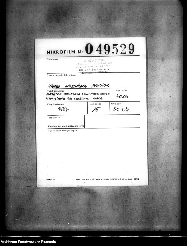 Obraz 2 z jednostki "Majątek Łobżenice powiatu wyrzyskiego wydzielenie zastrzeżonych parcel"