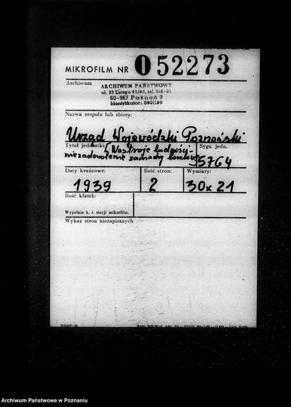 Obraz 2 z jednostki "/Nastroje ludności- niezadowolenie, zamachy bombowe- akta tajne/"