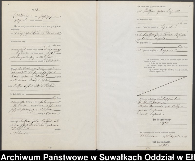 image.from.unit.number "Heiraths-Neben-Register des Preussischen Standes-Amtes Orlowen Kreis Loetzen"