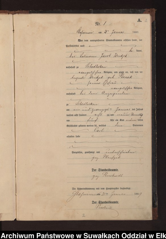 image.from.unit.number "Geburts-Neben-Register des Preussischen Standes-Amtes Stasswinnen Kreis Loetzen"