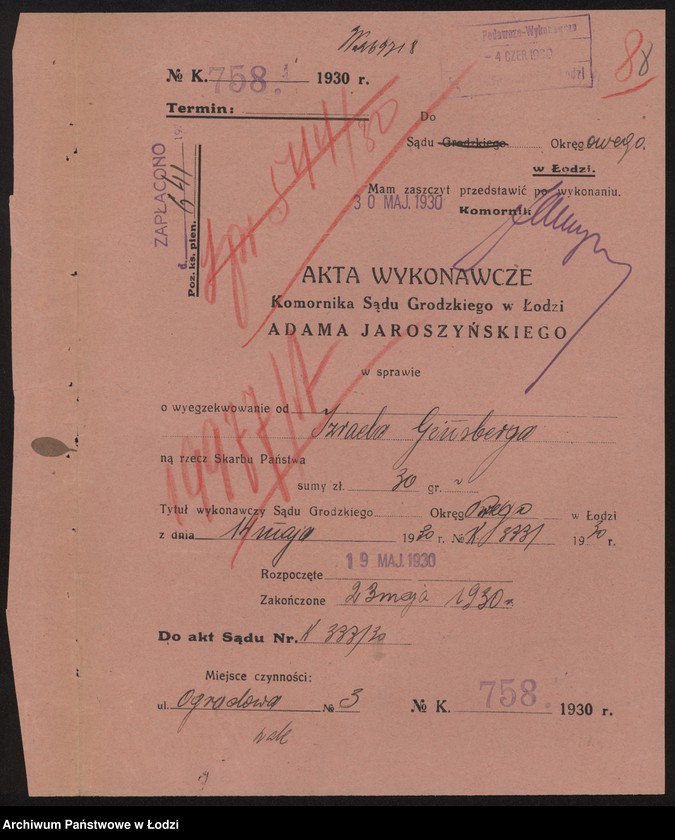 Obraz 10 z jednostki "Izrael Ginzberg- drobna sprzedaż towarów bawełnianych"