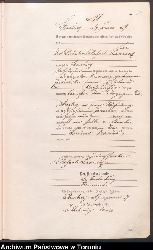 image.from.unit.number "Geburts Neben Register Starburg Stadt für das Jahr 1909"