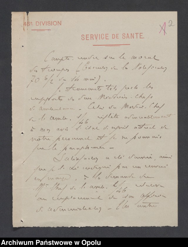 Obraz 4 z jednostki "/Raporty miesięczne oddziałów wojsk francuskich o morale żołnierzy/ V 1920"