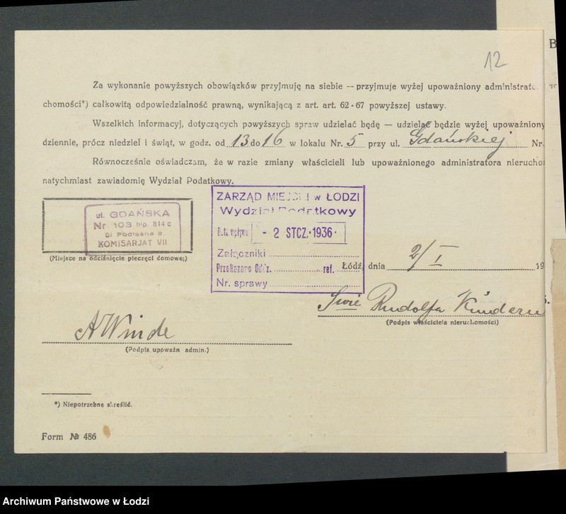 image.from.unit.number "Księga inwentarzowa nieruchomości m. Łodzi ul. Skłodowskiej"