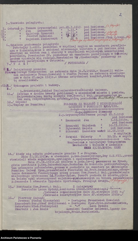 Obraz 6 z jednostki "I Baon Koźmiński Towarzystwa Powstańców w Koźminie [historia, fotografie oraz spis członków]"