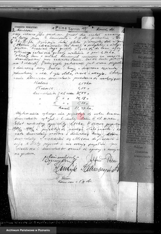 Obraz 10 z jednostki "Sprawa zmiany podziału użytkowania 1,00 ha gruntów leśnych w majątku Obory-Niniew powiaty koniński i kaliski"