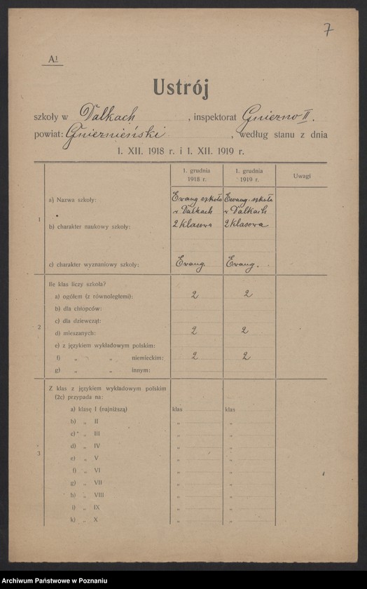 Obraz 7 z jednostki "[Wykaz szkół znajdujących się na terenie II Inspektoratu szkolnego w Gnieźnie]"