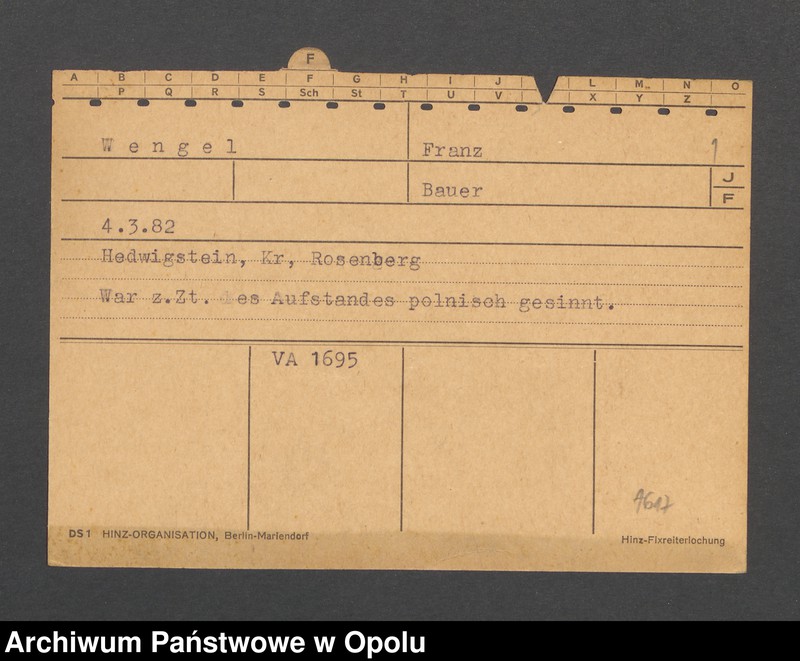 Obraz 3 z jednostki "[Wengel Franz, ur. 4.0.1882 r., zam. Hedwigstein]"
