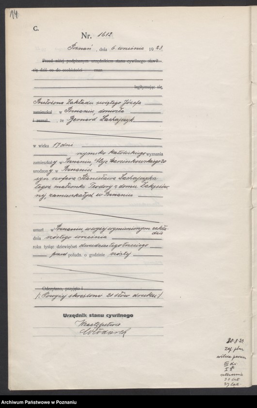 Obraz 16 z jednostki "Księga miejscowa zgonów tom IV [Rejestr główny zgonów]"