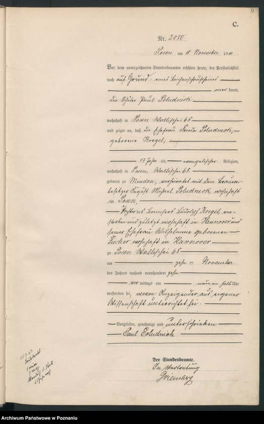 Obraz 10 z jednostki "Księga miejscowa zgonów tom V [Rejestr główny zgonów]"